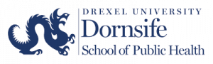 Logo of Drexel University's Dornsife School of Public Health, featuring stylized text and a graphic element resembling an animal.