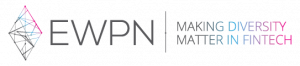 A logo featuring the acronym EWPN, emphasizing diversity in fintech with a colorful design and tagline.