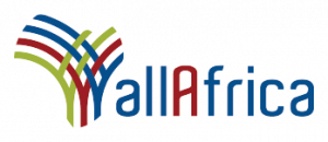 Logo featuring stylized lines resembling the African continent, accompanied by the text 'allAfrica' in blue, green, and red colors.