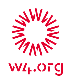 A red circular logo with stylized, repeated 'W' shapes, accompanied by the text 'w4.org' underneath.